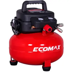 Ecomax 744110612042 6 Gal 150 Psi Pancake Air Compressor 1.0 Hp Dual Quick Couplers - New