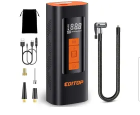 Ap-005 Editop Tire Inflator Portable Air Compressor 150psi Cordless Pump For Car Tires