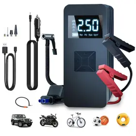 8000a Edomol 094759652641 Jump Starter With Air Compressor 14.8v Peak Portable Car Battery S