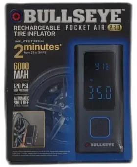 Emson 080313061639 Pocket Air Pro Tire Inflator Portable Compressor By Bullseye For Tires