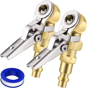 Evoultes 649226711385 2-pack Closed Ball Tire Chuck With Clip 1/4 Inch Fnpt Locking Air Inflat