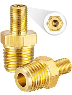 Evoultes 649226711453 Brass Air Inflator Adapter With Valve Stem Inside 1/4 Inch Npt M To Standard Schrade