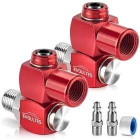 A1484 Evoultes 2-packs 1/4 Inch Npt 360 Degree Swivel Air Hose Fittings No Leakage Con