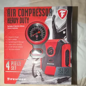 Ac2445-bk Firestone Portable Air Compressor 12v 150 Psi Set With Gauge And Adapters