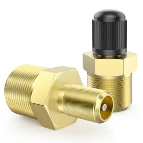 Flycoco Flycocoairiasc0529 2 Pack Air Inflator Adapter 1/4 Npt M To Standard Schrader Valve Brass