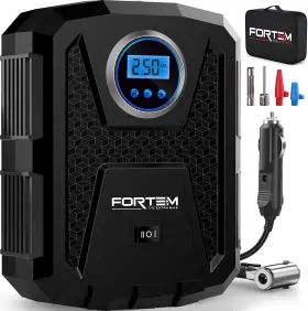 Fortem 445045732784 Tire Inflator Portable Air Compressor 150 Psi 12v Electric Bike Pump For