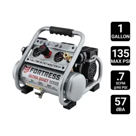 Ft1135uq Fortress 1 Gallon 135 Psi Ultra Quiet Oil-free Hand-carry Jobsite Air Compresso