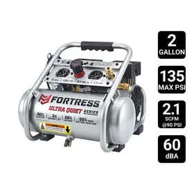 Ft2135uq Fortress 2 Gallon 135 Psi Ultra Quiet Oil-free Hand-carry Jobsite Air Compresso