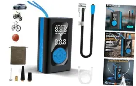 Fdtic-19-blu Fun-drivign Direct Tire Inflator Portable Air Compressor Pump For Car Tires With