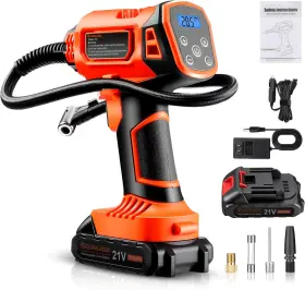 Gearlasso 313018646611 Tire Inflator Portable Air Compressor 21v Cordless Car Pump Rechargeable