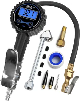 Gerchway 726084047136 Digital Tire Pressure Gauge With Inflator Improved Leaks Protection 200psi Air