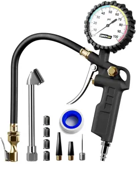 Aig-2 Gerchway Tire Inflator With Pressure Gauge Large Glow Dial Swivel Air Chuck Ga