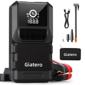 3000a Giatero 763312218807 Q13 Portable Car Jump Starter With Air Compressor - High Capacity