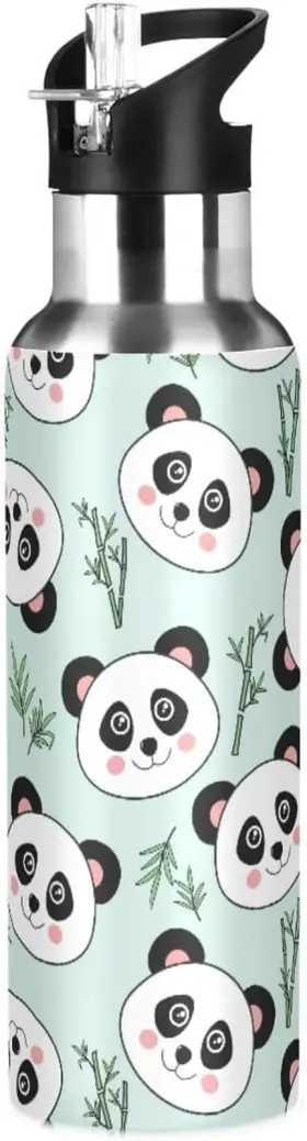 10.8h Glamore Cute Panda Water Bottle Kids Bear Bamboo Insulated Thermos Stainless Steel Hot C
