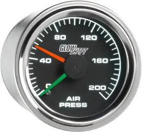 Glowshift Gauges 842559130247 200 Psi Mechanical Dual Analog Air Pressure Gauge For Ride Suspens