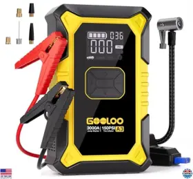B0dgww1j1j Gooloo 3000a Portable Car Jump Starter And Tire Inflator 12v Lithium Booster Yellow