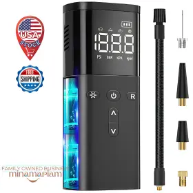 Qb03 Goxifaca Portable Air Compressor 120 Psi Tire Pump For Car Bike Balls Led Light