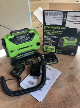 Ing401 Greenworks 24v Cordless Tire Inflator 160 Psi Air Pump With 2ah Battery And Charger