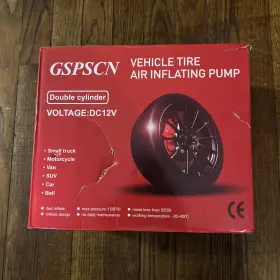 Gspscn 689853005259 Portable Tire Inflator Double Cylinder Led 12v Air Compressor Pump