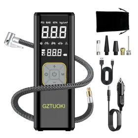 Pump0001 Gztuoki Tire Inflator Portable Air Compressor For Tires Battery And 12v Dc Dual Power 1