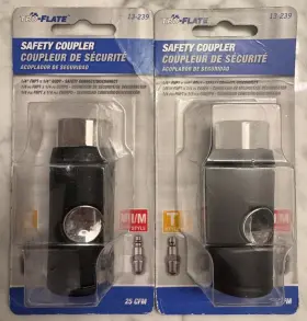 13-239 Highline Warren Llc Set 2 Tru-flate 300 Psi Lightweight Steel Black Safety Coupler 1/4 Fnpt