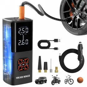 H-p008-2 Hikari Wings Tire Inflator Portable Air Compressor-8x Faster 25 000mah Battery 15