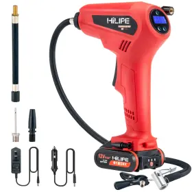 Hilipe 727210602045 Cordless Tire Inflator Portable Air Compressor With Battery And Charge