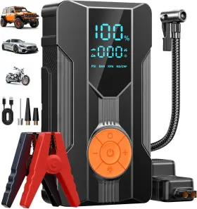 Hipom 766757187899 Jump Starter With Air Compressor Car Battery 8.0 Gas/7.0l Diesel