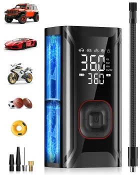 Hipom 766757393801 Tire Inflator Portable Air Compressor Mini Pump For Car Tires Ele