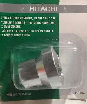 115334 Hitachi Genuine Oem Round 3 Way Splitter 3/8 In/ 1/4 Out