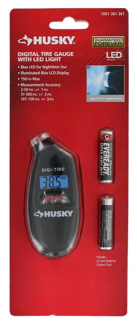 1001361361 Husky Portable 4 Inch Backlit Digital Tire Gauge With Nozzle Light