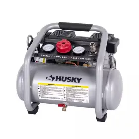 Husky 744110837506 2 Gal. 135 Psi Portable Electric Oil-free Quiet Jobsite Air Compressor Wit
