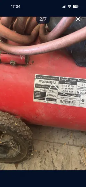 Wl650700aj Husky 5.5 Hp 26 Gallon Steel Tank Air Compressor 120v Red