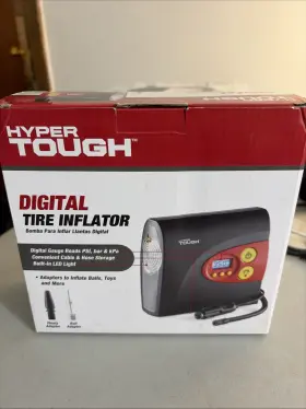 10774212 Hyper Tough Digital Tire Inflator 12v Portable 100 Psi With Ball And Toy Adapters 10774212 Hyper Tough Digital Tire Inflator 12v Portable 100 Psi With Ball And Toy Adapters
