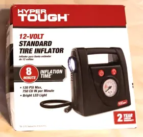 10774222 Hyper Tough 12v Standard Tire Inflator Built-in Led Light Cable Hose Storage