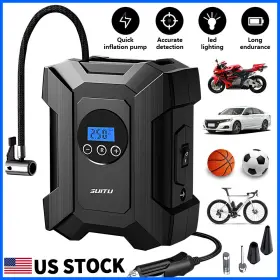 Ikaufen 982766509310 Car Air Tire Pump Inflator Portable Compressor Digital Electric Auto 150psi 12v
