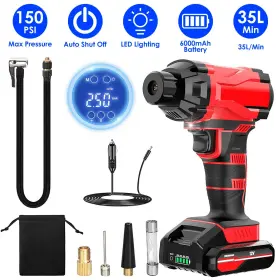 Imountek 737547591646 150psi Electric Car Motorcycle Bike Tire Inflator Air Compressor Cordless Pump