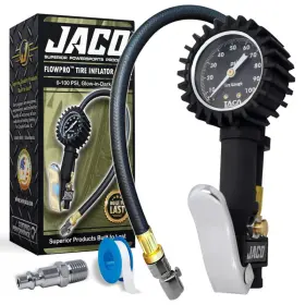 548410 Jaco Flowpro Tire Inflator With Pressure Gauge 100 Psi Black
