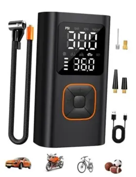 Q26a Jivdaw Tire Inflator Portable Air Compressor Bike Pump With Digital Dual Values