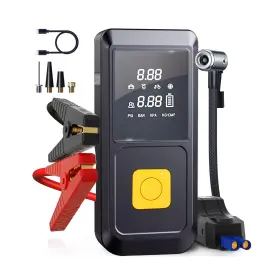 Qb08 Junfire Portable Tire Inflator Air Compressor With Car Jump Starter... Fast Ship