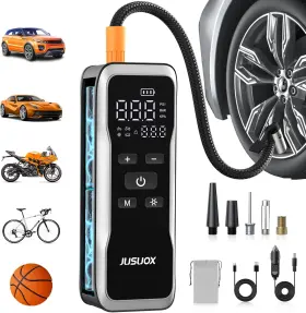 Jusuox 711181961041 Tire Inflator Portable Air Compressor Dual Power Cordless And 12v Dc Pump F
