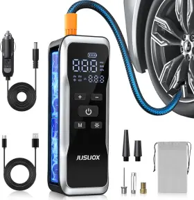 Xm-8011 Jusuox Tire Inflator Portable Air Compressor Pump For Car Tires 150psi Cordless Wi