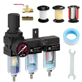 Kanbol Tfr02 1/4ftftnpt Triple Stage Filter And Regulator With Pressure Gauge For Ai