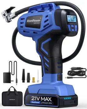 Keenpower 711271463127 Smart Cordless Tire Inflator Portable Air Compressor Rechargeable 21v Battery