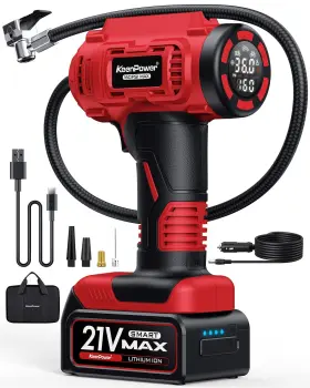 Keenpower 712490092662 Cordless Tire Inflator Portable Air Compressor 160psi Car Pump 21v