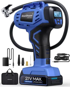 Bc219 Keenpower Smart Cordless Tire Inflator Portable Air Compressor Rechargeable 21v