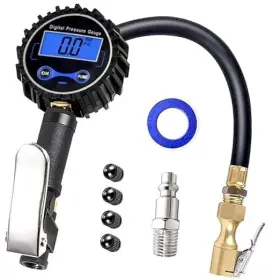 Ltcqb-001 Kiweoci Digital Tire Inflator With Pressure Gauge Rubber Hose And Quick Connect