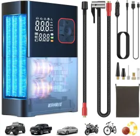 Kr4132-ko-us-fba Kohree Tire Inflator Portable Air Compressor 4x Faster Dual Cylinder Pump F