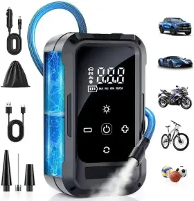 Laakcack 313102578569 Wireless Portable Tire Inflator With Digital Display And Led Light