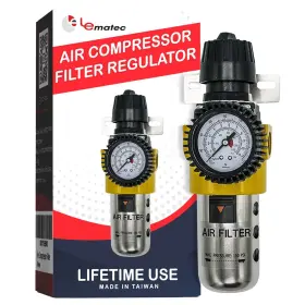Le Lematec 696177670919 Air Compressor Filter And Regulator 1/2-inch Npt 150 Psi Heavy Duty Pr